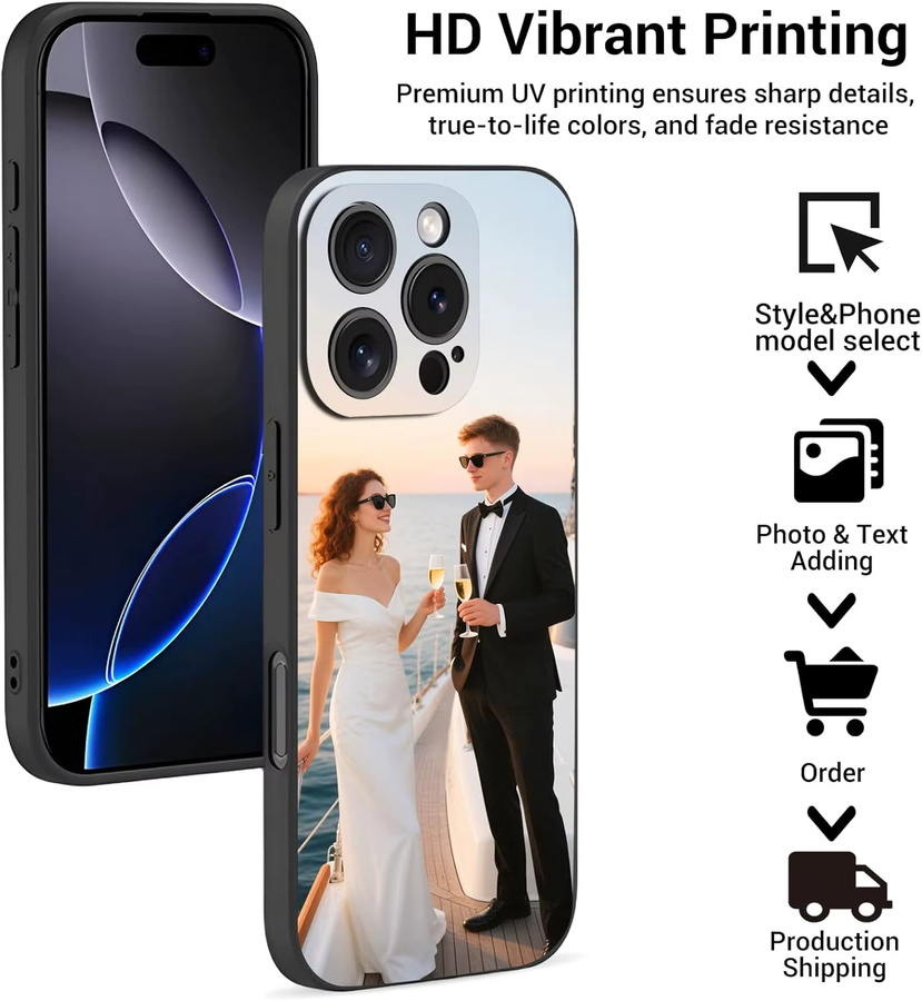 Personalisierte matte Handyhülle für iPhone Modelle mit eigenem Foto als DIY Soft Cover in Schwarz und Mehrfarbig - Bild 2