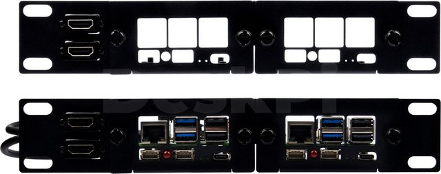 DeskPi Rackmate 10-Zoll 1U Rack-Gehäuse in Schwarz mit 2 PCIE NVME Boards für Raspberry Pi 5 und Unterstützung für M.2 NVMe SSDs - Bild 1