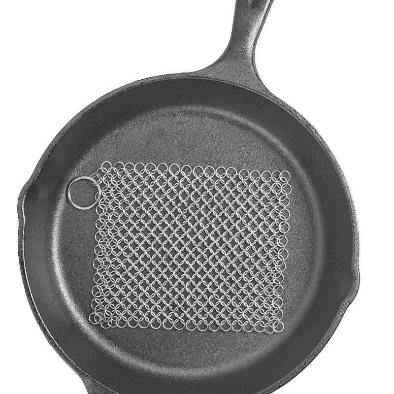 DOORSACCERY Edelstahl Reinigungsbürste aus Gusseisen und Stahl für Pfannen und Grills, Silber - Bild 4