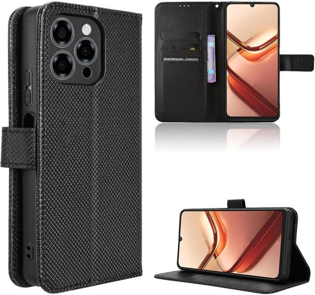 Leder Flip Wallet Hülle für Doogee Note 58 59 58 Pro 59 Pro in Schwarz mit Magnetverschluss - Bild 1