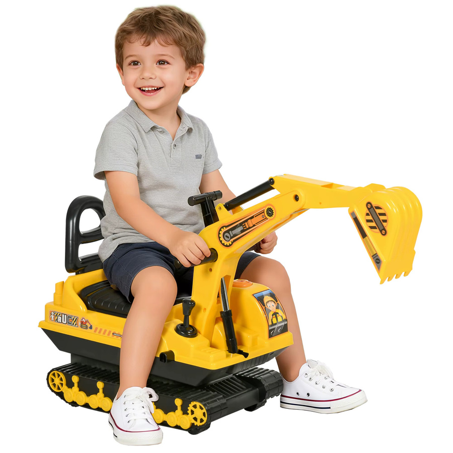 HOMCOM Kinder Rutscherfahrzeug Bagger Gelb mit Schaufel und Hupe, B/H/L: 24 x 58,5 x 78 cm - Bild 2