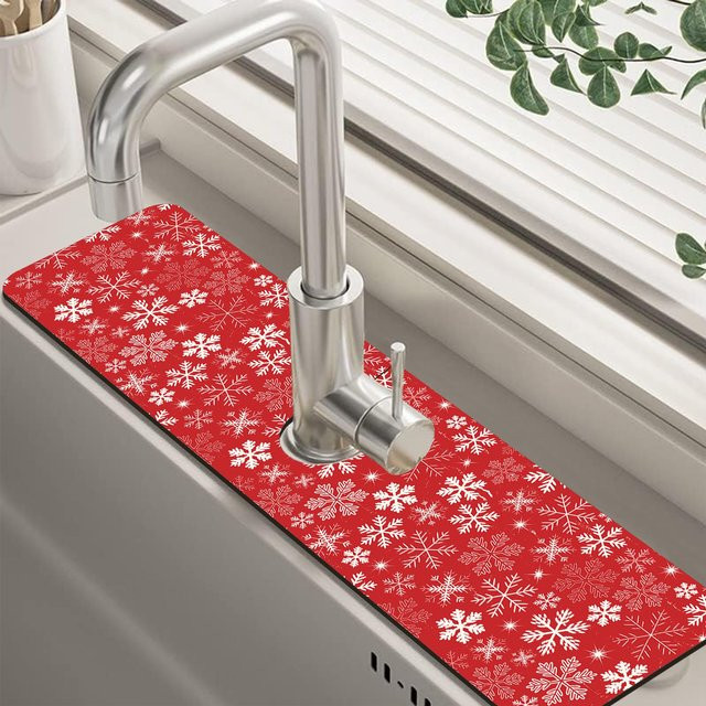 VIKAMA Spritzschutzmatte für die Küchenspüle mit Schneeflocken-Design, saugfähig und schnell trocknend - Bild 1