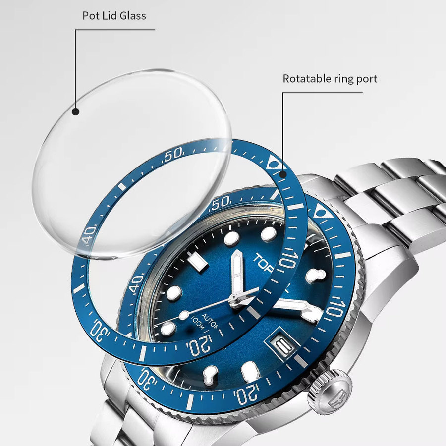 TOPHILL Armbanduhr Automatik, Edelstahl, 40 mm, Herren, Blau - Bild 3