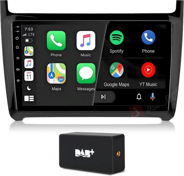 Junsun Autoradio mit DAB und Bluetooth in Schwarz für VW Polo Golf 5 6 T5 Passat Caddy und Seat Skoda - Bild 1