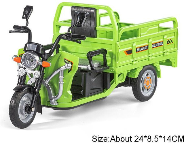 Dreirad Motorrad Modellauto, 1:12 Skala, Simulation Posttransport, mit Licht und Sound, gelb, ab 14 Jahren - Bild 1