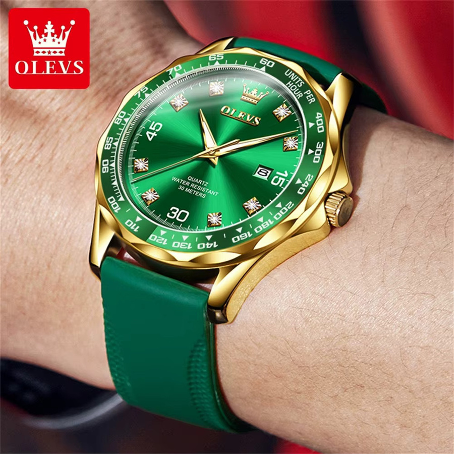OLEVS Armbanduhr Quarz, Diamant, Zirkonia, Kautschuk, Herren - Bild 3