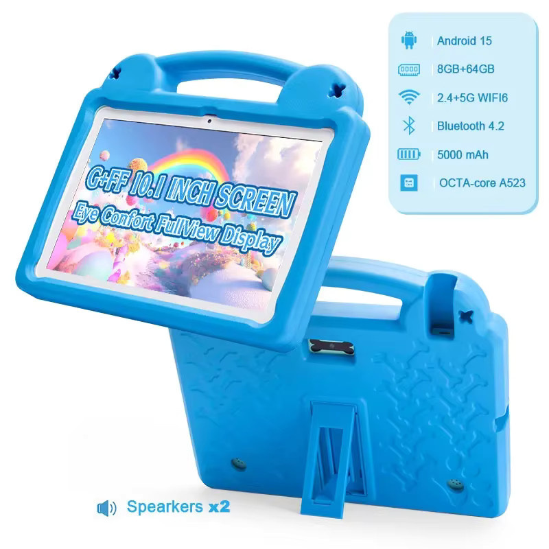 Paitanry Kinder-Tablet 10,1 Zoll mit Android 15, 64 GB Speicher, 8 GB RAM, Blau, inklusive stoßfester Hülle und 5000 mAh Akku - Bild 2