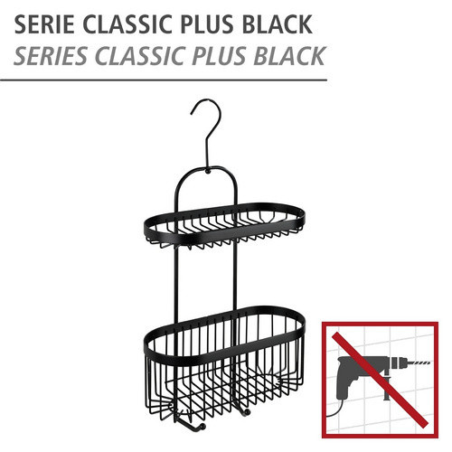 Wenko Bad-Caddy Classic Plus Wandregal aus Edelstahl in Schwarz, B: 26,5 cm, H: 47 cm, T: 12,5 cm - Bild 3