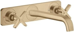 Hansgrohe Axor Citterio Fertigset Waschtischarmatur mit 3-Loch-Ausführung, Einhebelmischer, Wandmontage, Farbe: Brushed Brass / Bronze - Bild 1