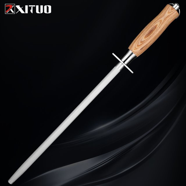 Xituo Messerschärfstahl aus Kohlenstoffstahl in Silber mit Holzgriff, 30,48 cm Länge - Bild 1