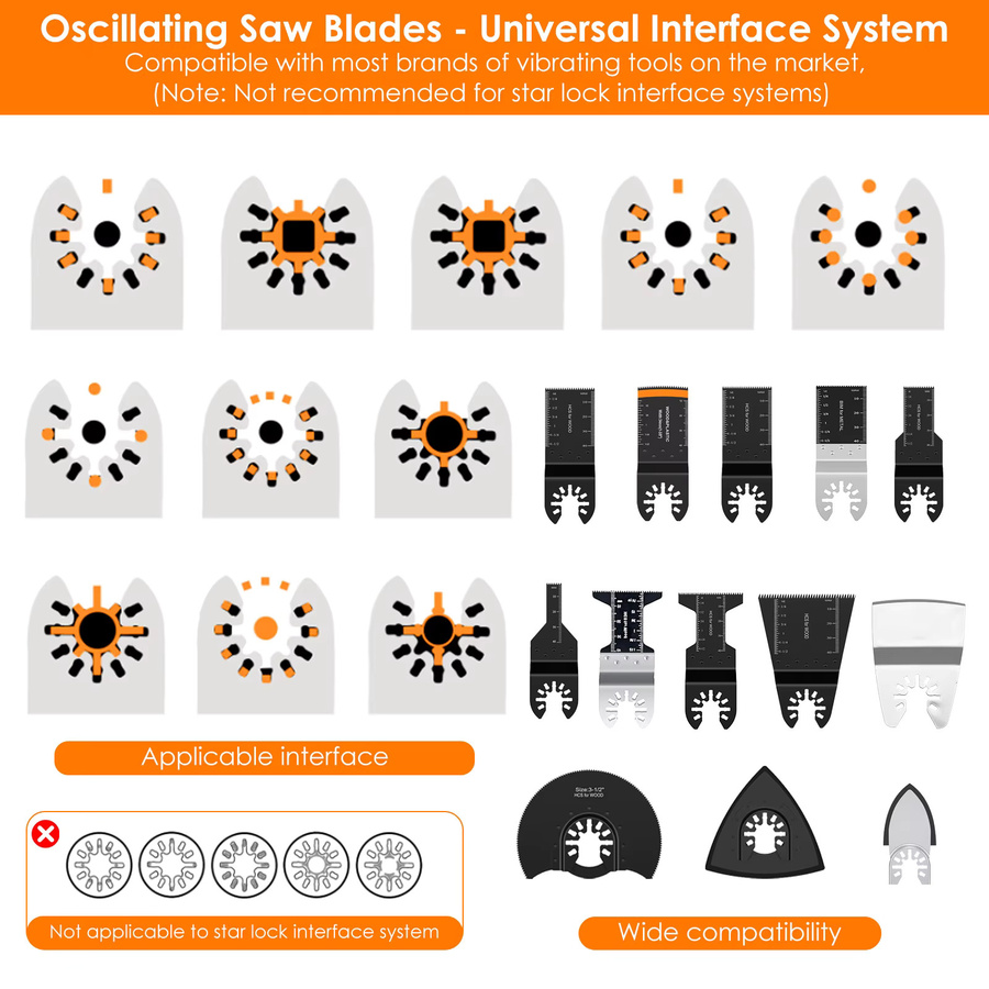 Hands DIY Multi-Tool Zubehör Set mit 56 bis 154 Stück: Universelle oszillierende Sägeblätter und Schleifpads zum Schneiden von Metall, Holz und Kunststoff - Bild 4