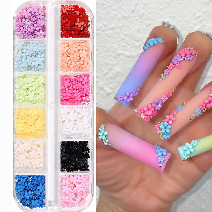 MAFANAILS Nagel-Charms, 3D-Acryl-Blumen mit Kaviarperlen, 12 Stück - Bild 2