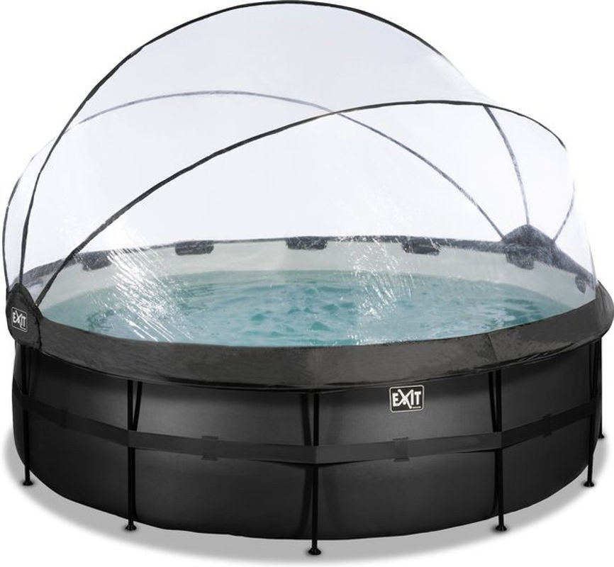 EXIT Black Leather Optic Pool in Schwarz mit Abdeckung und Sandfilterpumpe, Durchmesser: 427 cm, Höhe: 122 cm - Bild 1