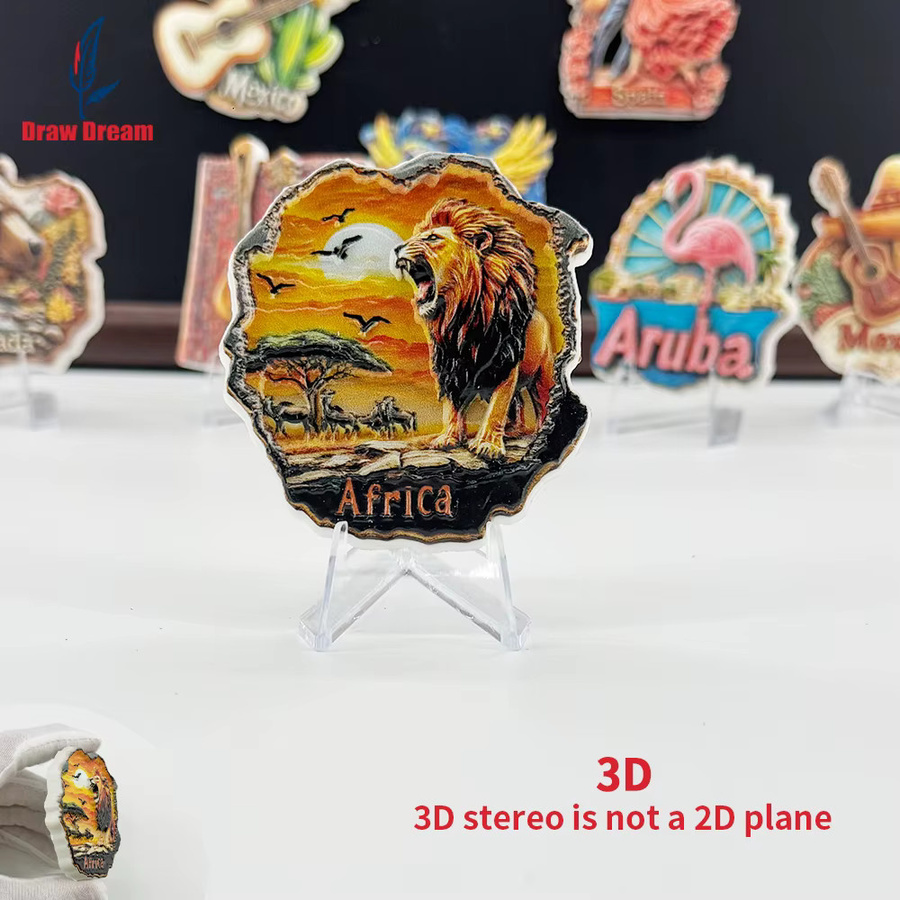 Afrikanischer Wildkönig 3D-Löwen-Kühlschrankmagnet in Multicolour als kreatives Reise-Souvenir für dein Heim oder Büro - Bild 3