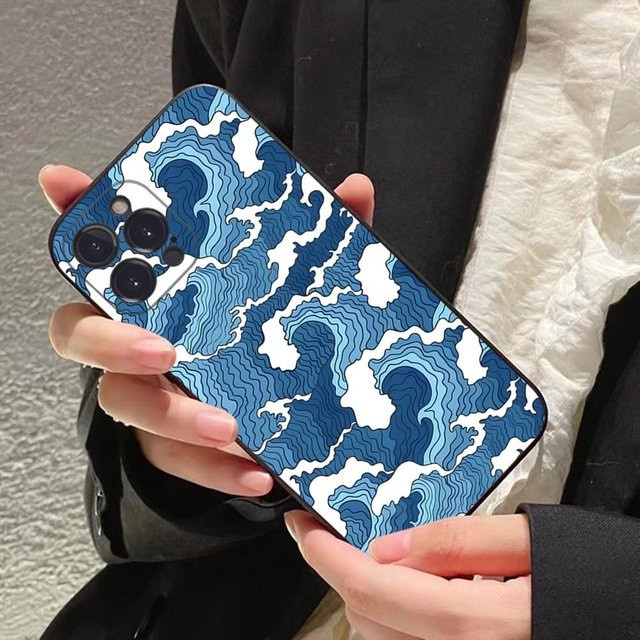 Japanische Kunst Handyhülle für Apple iPhone in Blau - Bild 1