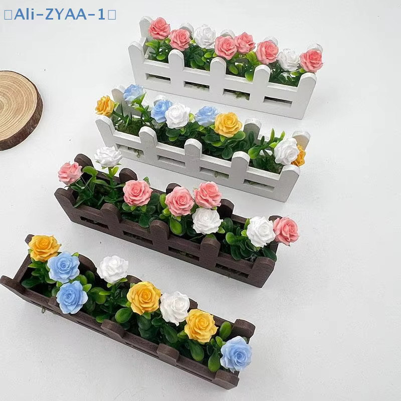 JETTING Miniatur Topfpflanze mit künstlichen Gartenblumen im Maßstab 1:12 für Puppenhaus-Ornamente, Mehrfarbig - Bild 3