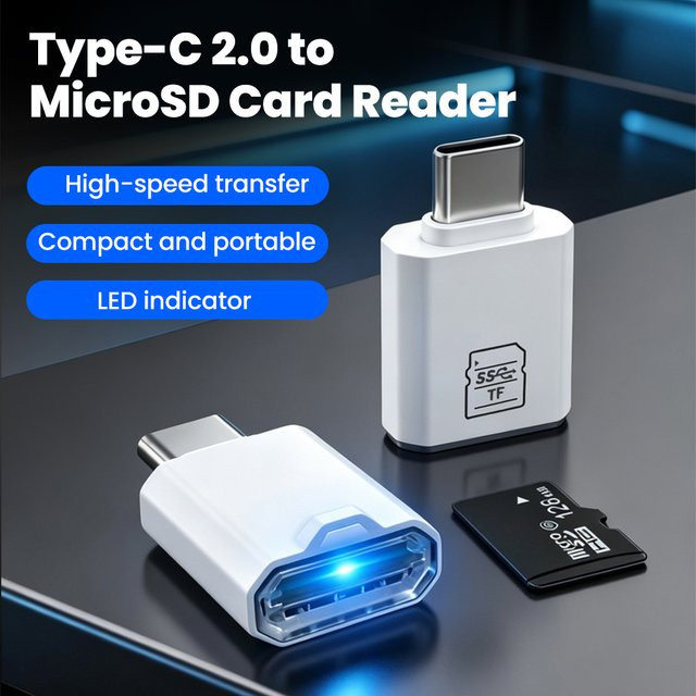 Elough USB-C Mini-Kartenleser zu TF-Adapter für Micro-SD-Speicherkarten in Rot - Bild 1