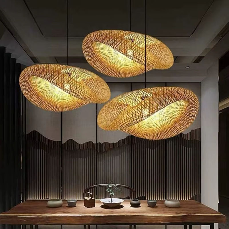 JOYINLED Vintage Hängeleuchte aus Bambus und Rattan in Braun für E27 - Bild 3