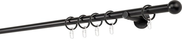 Mydeco Gardinenstange einläufig in Schwarz mit Endstück Ball und Wandträgern, Durchmesser: 2 cm, Länge: 280 cm - Bild 1
