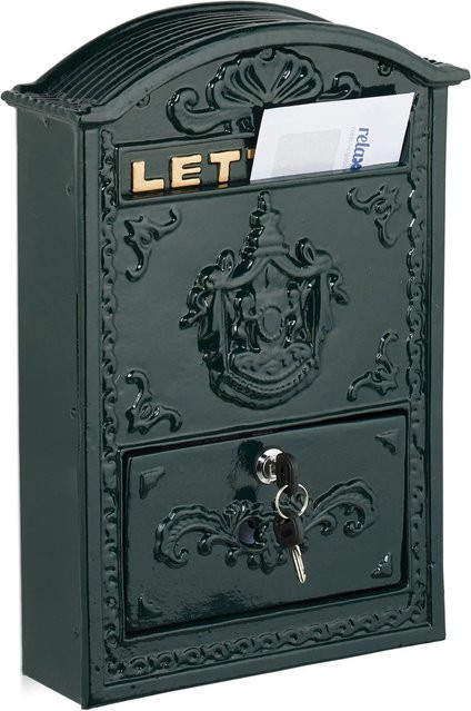 Abschließbarer Briefkasten aus Aluminium und Eisen von Relaxdays in Grün, B/T/H: 42 x 28 x 10 cm - Bild 1