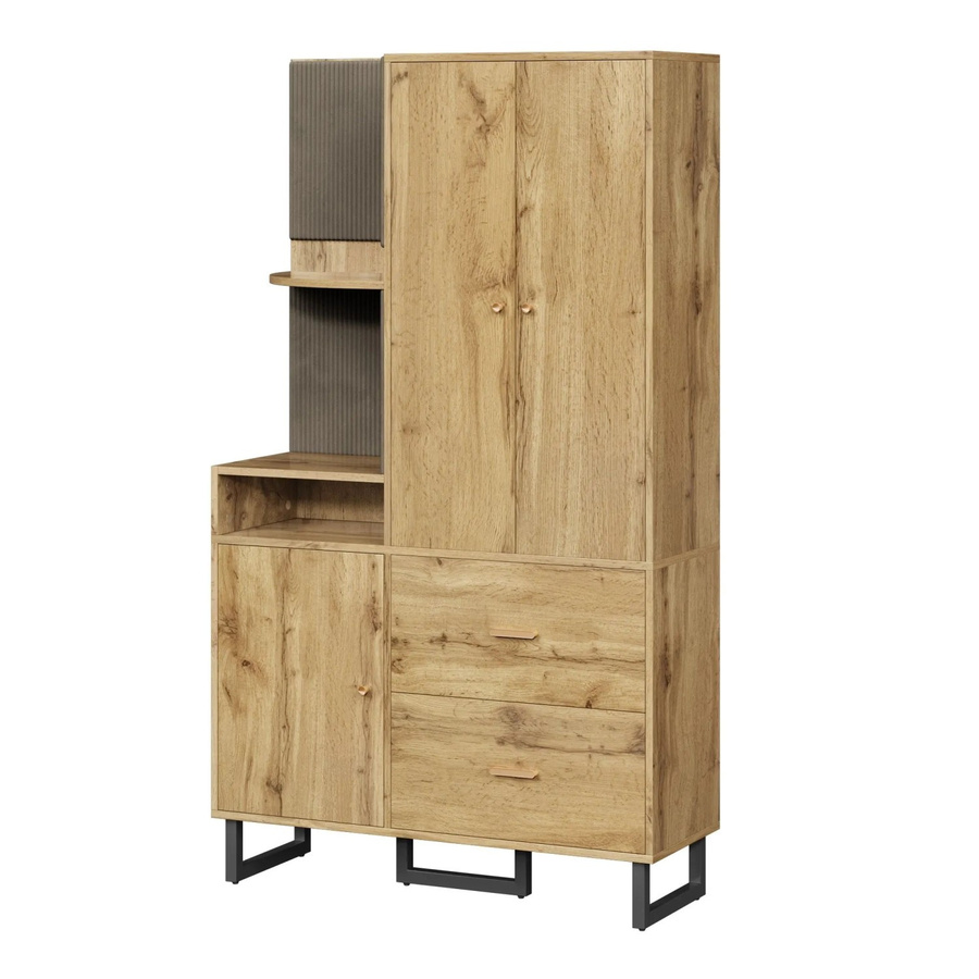 okwish Garderoben Set mit Polsterpaneelen und Schuhschrank in Natur, B/T/H: 110 x 38 x 186 cm - Bild 2