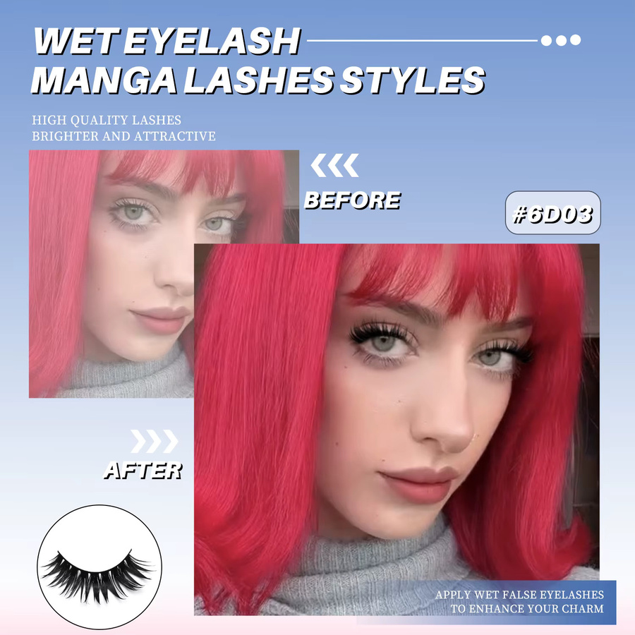 GROINNEYA Manga-Wimpern, 3D-natürliche falsche Wimpern, Wispy - Bild 6