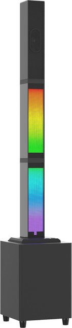 Andoer Bluetooth Lautsprecher mit Subwoofer, RGB Atmosphäre Licht und Mikrofon Eingang, Schwarz - Bild 1