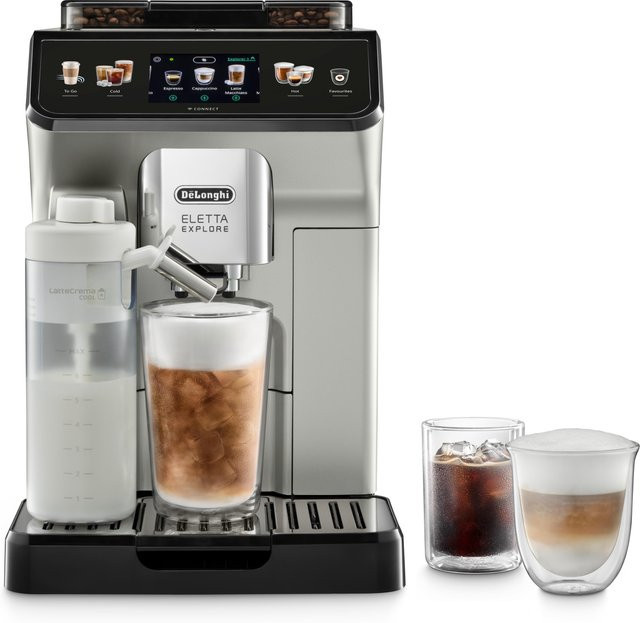De'Longhi Eletta Explore ECAM450.65.S Kaffeevollautomat in Silber mit Cold Brew Funktion und Touch Display - Bild 1