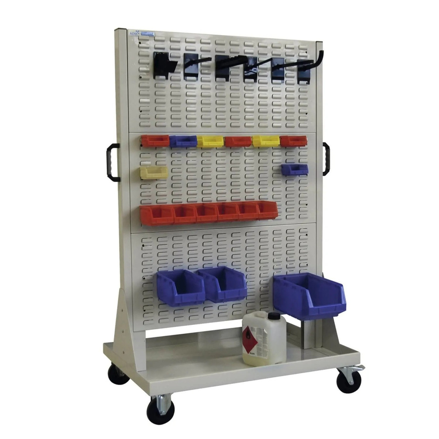 PROREGAL Rollwagen mit 6 Schlitzplatten in Lichtgrau, H x B x T: 171 x 106,5 x 73 cm - Bild 2