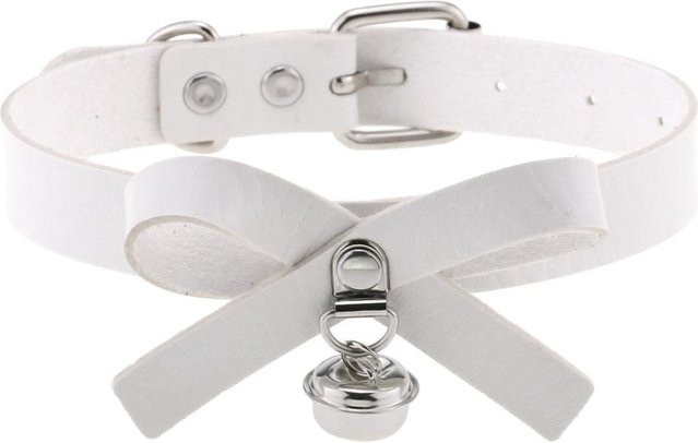 DIEZI Choker Halskette, weißes PU-Leder, Damen Herren - Bild 1