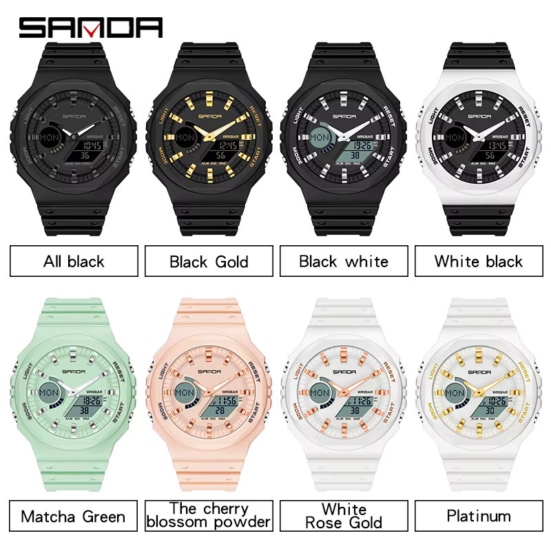 SANDA Armbanduhr Quarz, Analog-Digital, Schwarz, Kunststoff, Herren - Bild 2