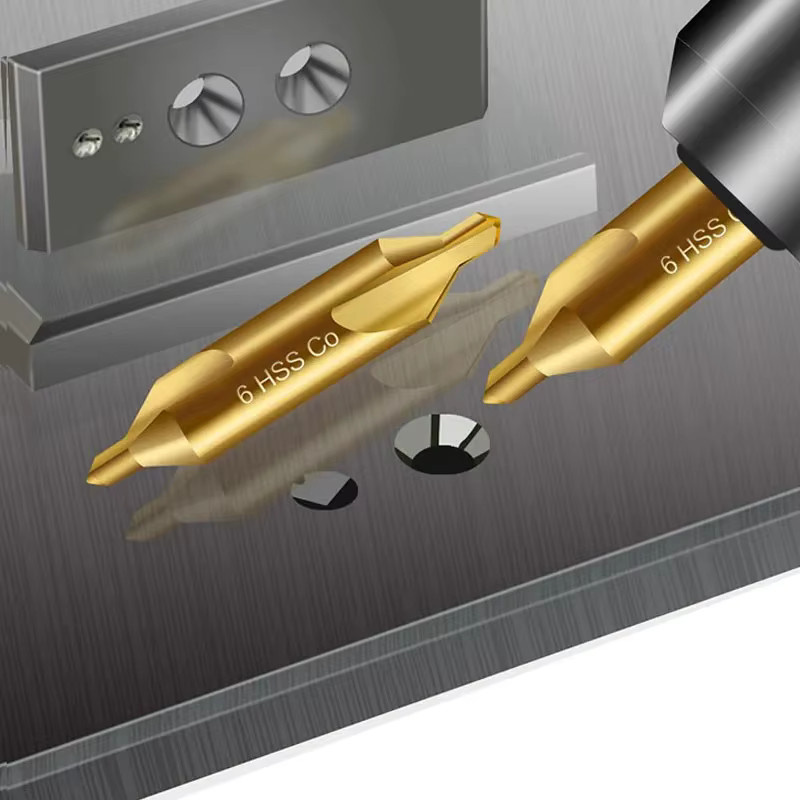 Conboom M35 Kobalt-Mittelbohrer und 60-Grad-Senkerbohrer aus Edelstahl in Gold für die Metallbearbeitung - Bild 3