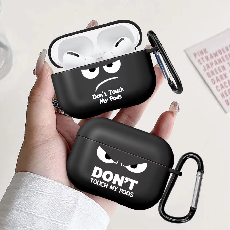 Schutzhülle für Apple AirPods 4, 3, Pro 2, Pro 3, 1, 2 in Schwarz mit kreativem Gesicht-Design - Bild 2