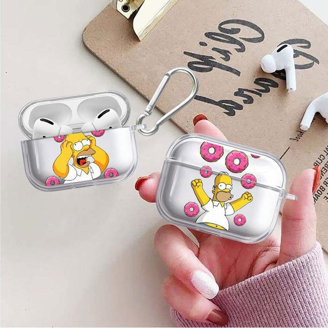 Transparente Kopfhörerhülle im Simpsons Homer Design für Apple AirPods Pro 1, 2 und 3 - Bild 1