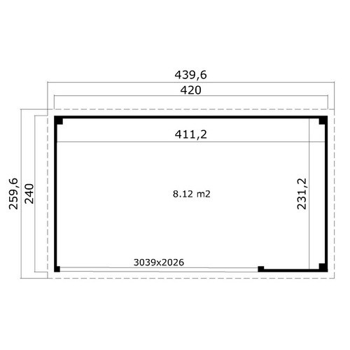 Lasita Gartenhaus Austin Blockbohlenhaus mit Flachdach in Braun, B/H/T: 439,6 x 239,4 x 259,6 cm - Bild 2