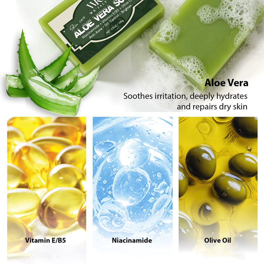 WK JALY Aloe Vera Seife mit Vitamin E und Olivenöl, Gesicht und Körper - Bild 3