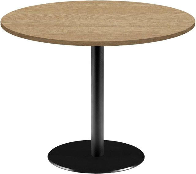 RestooTab Tisch Rome XL rund in Eiche Honig mit Metallgestell, Durchmesser: 120 cm, Höhe: 75 cm - Bild 1