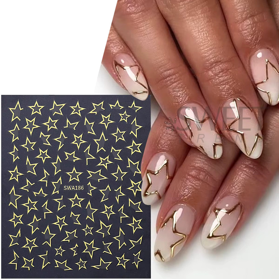 SWEET TREND Nagelaufkleber, Gold-Silber Metallic, Stern-Design - Bild 2