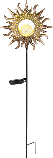Globo LED Solarleuchte aus Metall in Schwarz Matt und Antik-Rostfarben für Garten und Außenbereich, Höhe: 81,5 cm, Breite: 24,2 cm - Bild 1