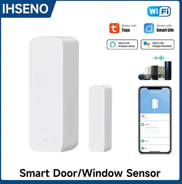 Tuya Smart Home WiFi Tür- und Fenstersensor in Weiß für Alexa und Google Home zur drahtlosen Alarmüberwachung - Bild 1