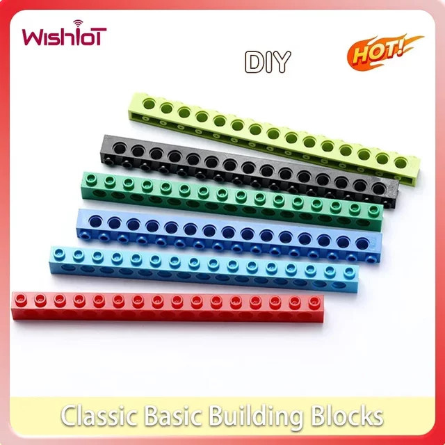 Wishiot Klassische Basic-Bausteine Set mit 1x16 und 1x14 Lochbalken in Grün und Mehrfarbig für MOC und DIY-Konstruktionen - Bild 1