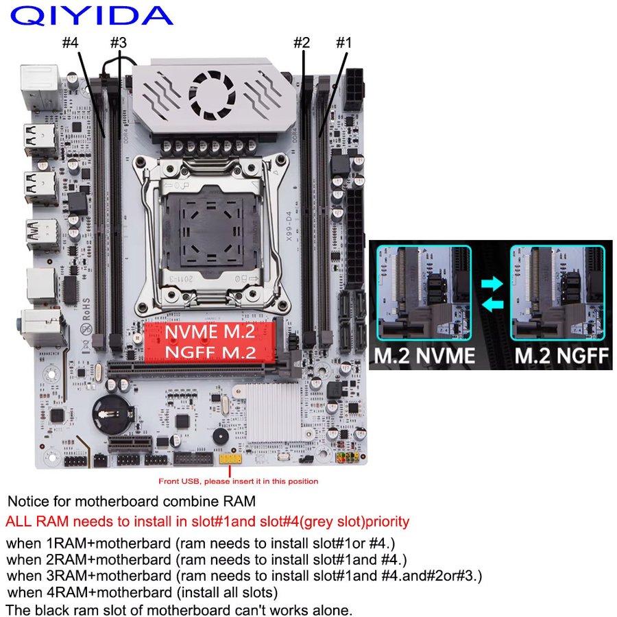 QIYIDA X99 Motherboard LGA 2011-3 mit DDR4-Unterstützung, M.2 NVMe-Steckplatz und TPM 2.0 - Bild 3