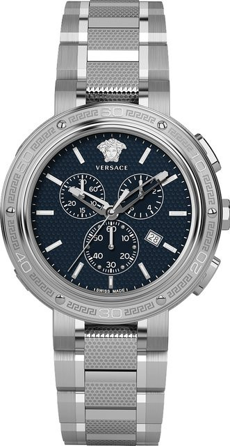 Versace Chronograph, Quarz, Edelstahl, Blau, 46 mm, Herren - Bild 1