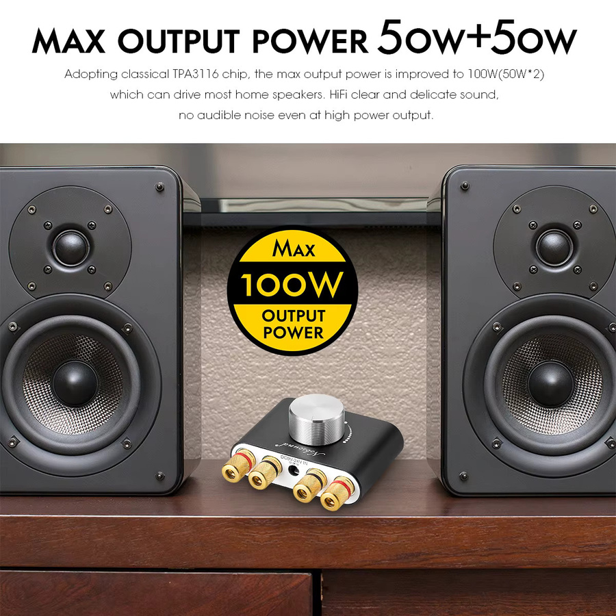 Nob sound Mini Bluetooth 5.0 Digitaler Verstärker TPA3116 HiFi Stereo Audio Empfänger in Schwarz - Bild 4