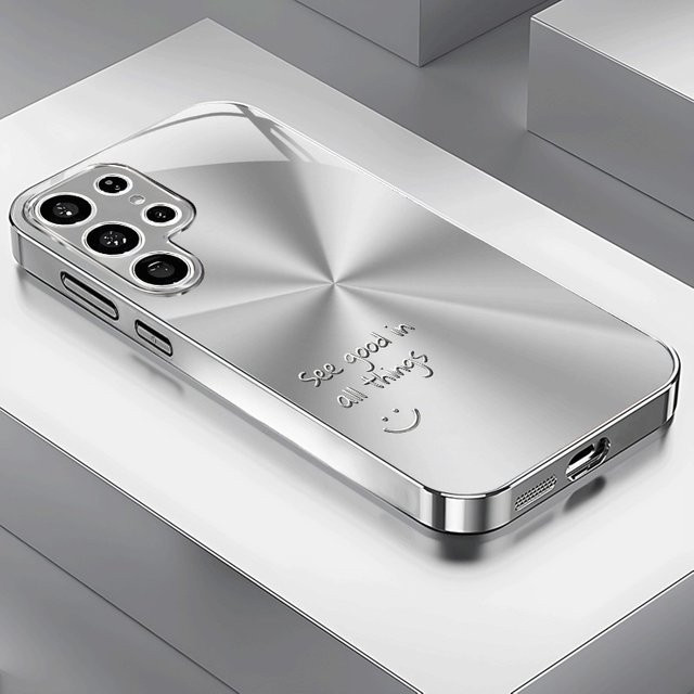 Glas-Handyhülle mit Glücksmuster in Silber passend für Samsung Galaxy S26 S25 S24 S23 S22 S20 FE Ultra Plus als Hartschale - Bild 1