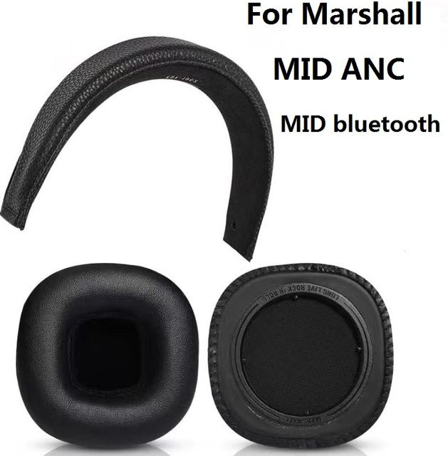 Marshall Ersatz-Ohrpolster und Stirnband Set für MID ANC Bluetooth-Kopfhörer in Schwarz aus Leder - Bild 1