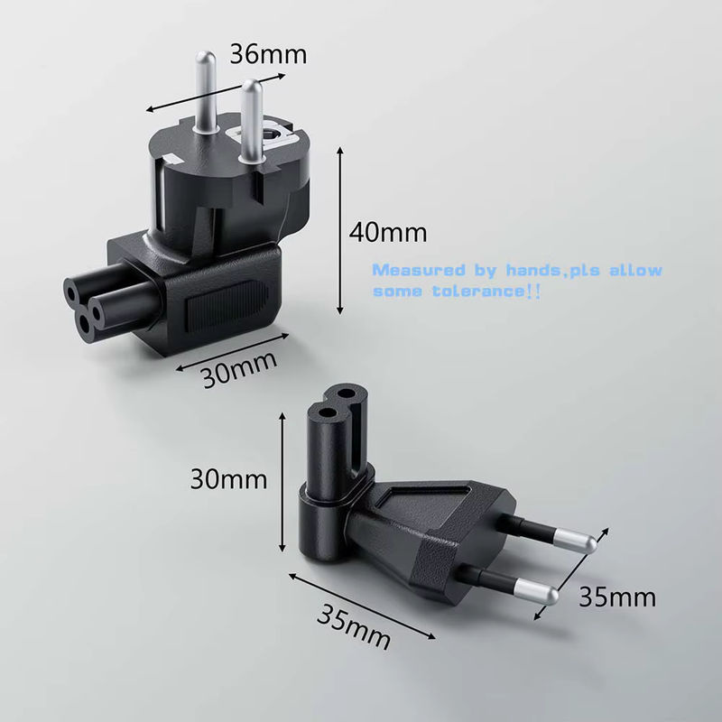 Duckhead EU-Steckeradapter Konverter Schwarz: 3-poliger Winkel-Schuko-EU-Stecker auf C5 Kleeblatt-EU 2-poliger Stecker auf IEC C7 Kabeladapter - Bild 6