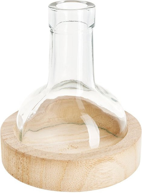 VBS Glashaube für Flaschen mit Holzboden, durchsichtig, rustikaler Stil, B/T/H: 12,5 x 10,5 x 10,5 cm - Bild 1