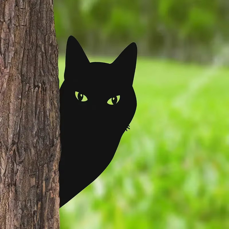 CIFBUY Katzenskulptur aus schwarzem Metall als Gartendekoration und Rasenornament - Bild 5