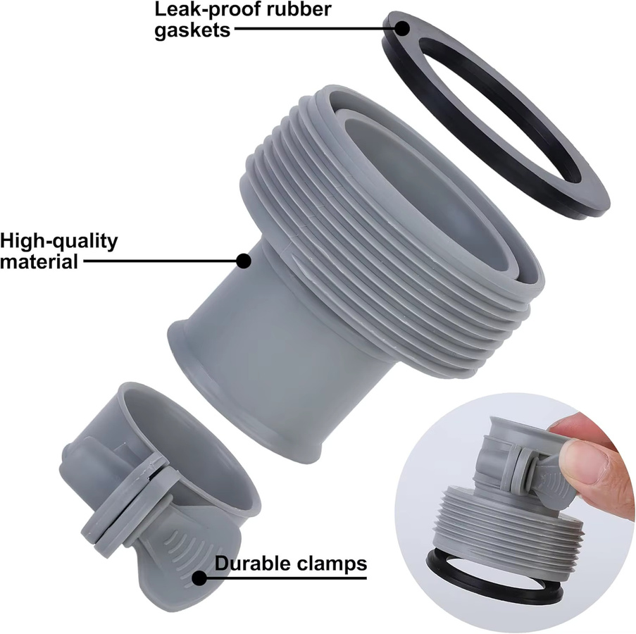 Intex Poolschlauchadapter mit Kolbenventil in Grau für Sandpumpen und Schwimmbadzubehör - Bild 3